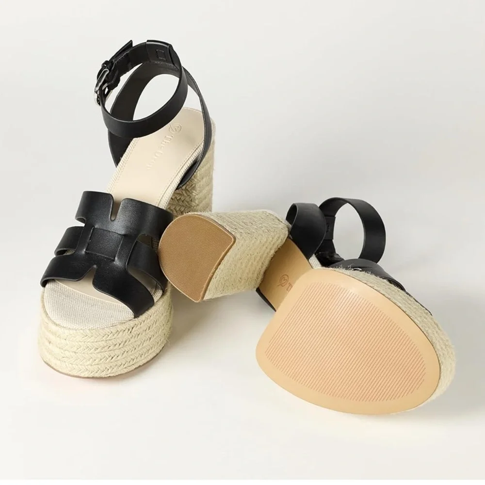 The Drop ‘Bea’ woven black and tan platform heel NEW with tags size 12